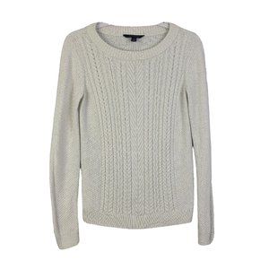 Tommy Hilfiger Sweater Women's Small Long Sleeve Cable Knit Crew Neck in White